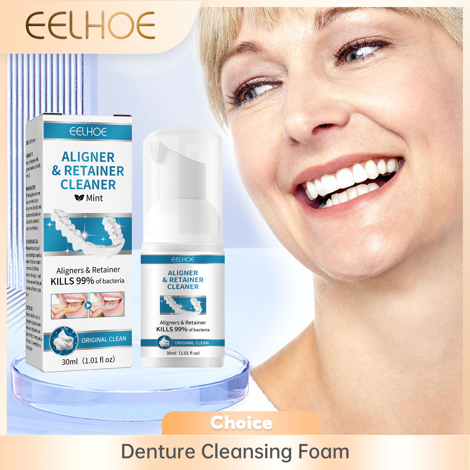 Teeth Whitening Gum - Aligner Denture Cleaner Foam Deep Cleaning