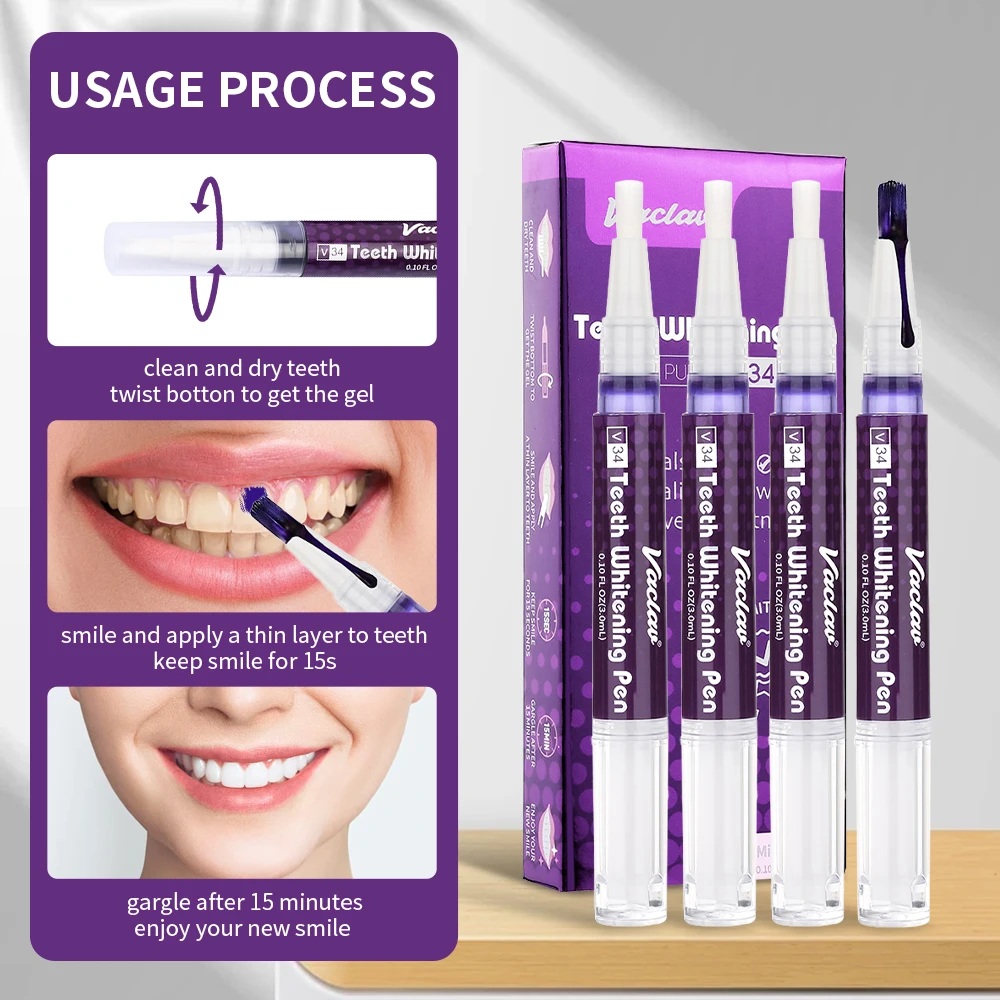 Vaclav V34 Purple teeth whiten - огляд і ціна Teeth Whitening Pens